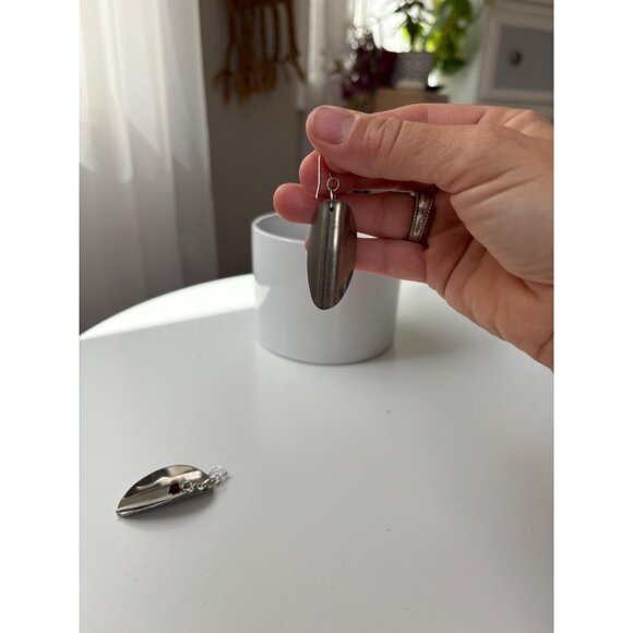 Handmade Spoon Fork Tine Earrings: Metal Spike beaded dangle earrings - Picture 4 of 6